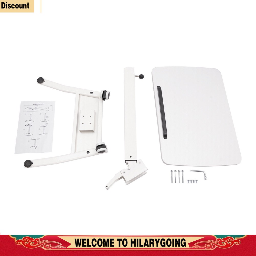 Adjustable 10°-30° Rolling Podium Desk Standing Lifting Computer Desk White