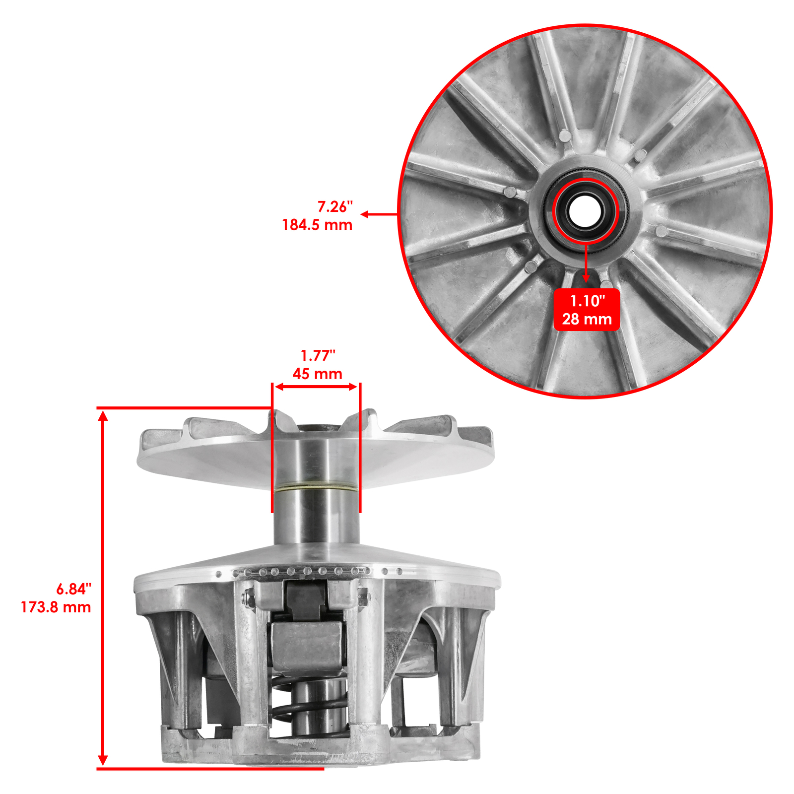 Caltric 1323283 1323096 Primary Drive Clutch For Polaris RZR 900 2016-2023