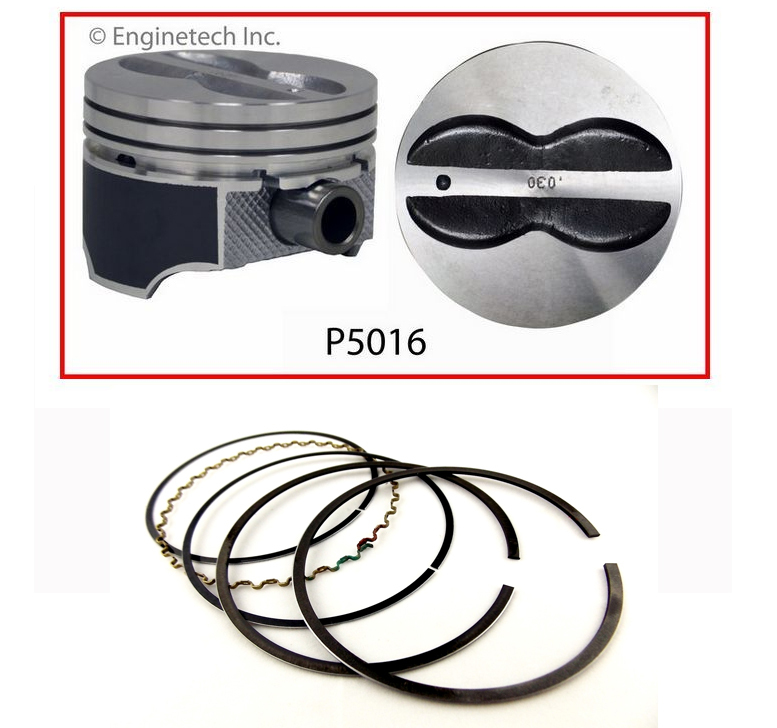 Coated Skirt Hypereutectic Flat Top Pistons w/ Rings for Chevrolet SBC 350 5.7L