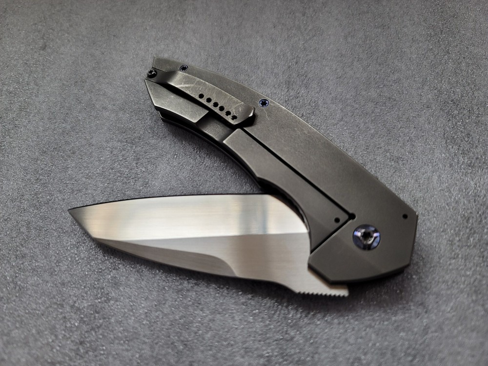 Peter Carey Custom Knives 2014 Framelock Cure Prototype, Tom Mayo MOP Pattern