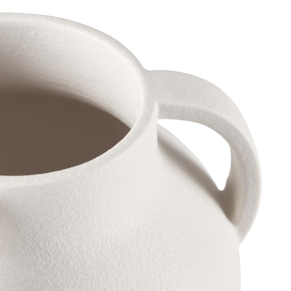 9.8" White Handled Ceramic Vase