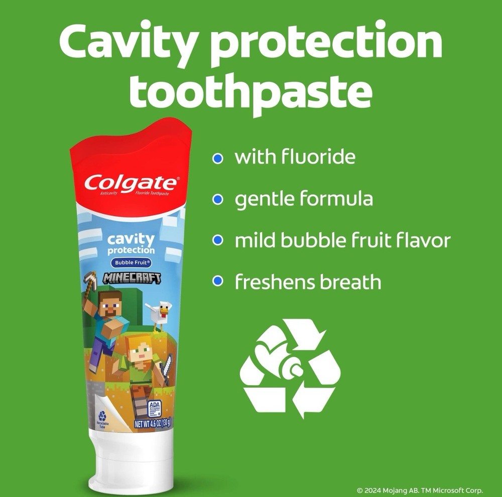 Colgate Minecraft Brush Tastic Gift Pack • Includes Fun Toothbrush Cap !