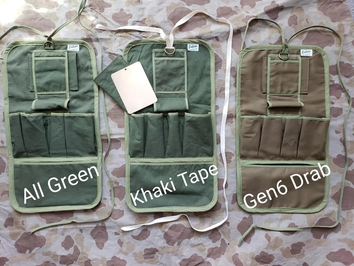 WWII US TOILETRY ROLL with mirror (no other contents). "GEN6 DRAB" Reproduction