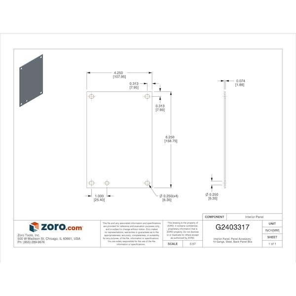 Wiegmann N1p0608 Interior Panel, 14 Gangs, Steel, Back Panel Box Type