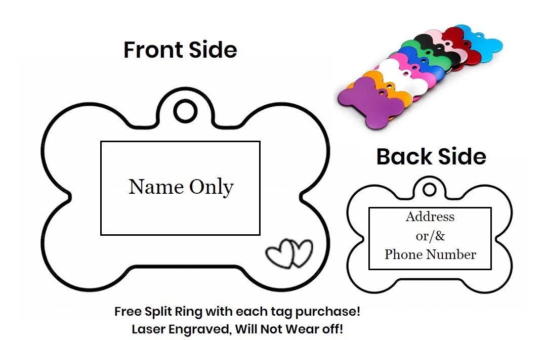 Personalized Bone Aluminum Pet ID Tags Collars Custom For Dog Cat Engraved | NEW