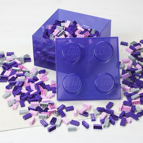 LEGO Stackable Storage Brick with 4 Knobs, Violet with a Glitter Top Lid [New To