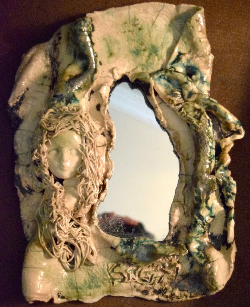 Odd Hobbyist Ceramic Face Frame & Mirror #9359