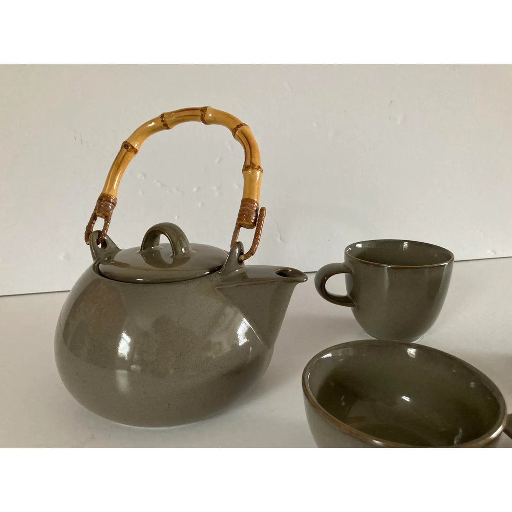 Forelife Ceramic Deep Moss Green 6 Pieces Tea Set