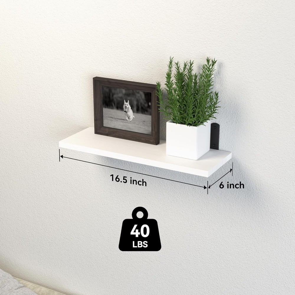 Floating Shelves, 3 Sets Wall Wooden Shelves Basic, White
