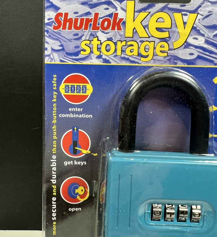 ShurLok SL-100W 4-Dial Numbered Key Storage Combination Lock Box, Blue