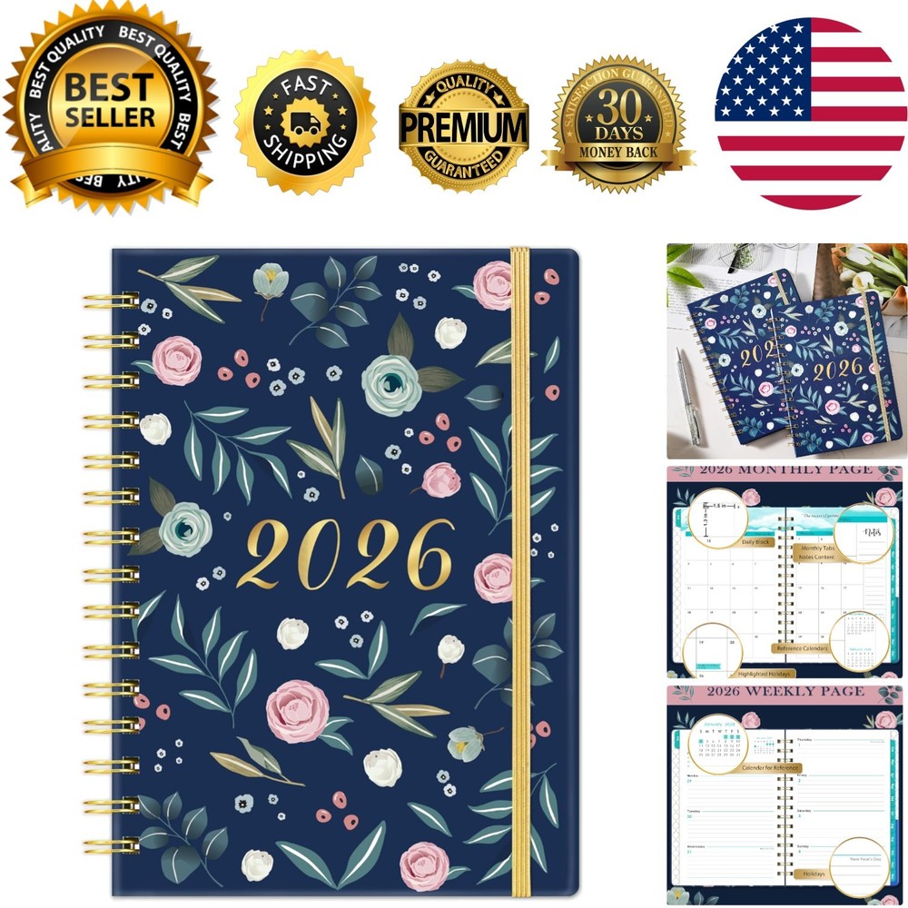 Stylish 2026 Weekly & Monthly Planner - Portable Design with Ample Writing Space
