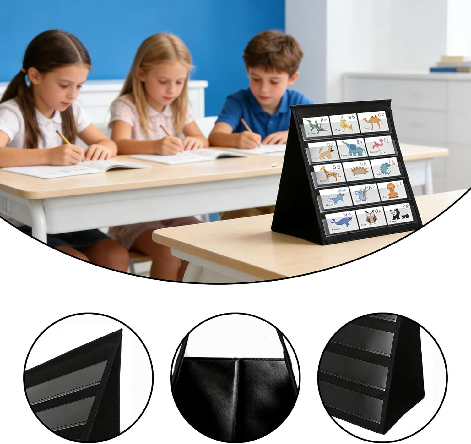 5-Tier Double-Sided Display Stand for 4” Stickers with 20 Whiteboard Cards