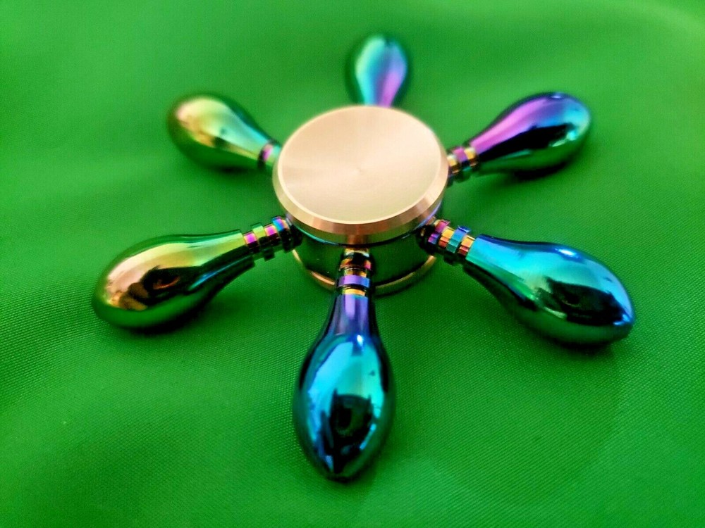 Rainbow Bowling Pins Solid Brass Fidget Spinner Toy Good Quality ADHD Focus EDC
