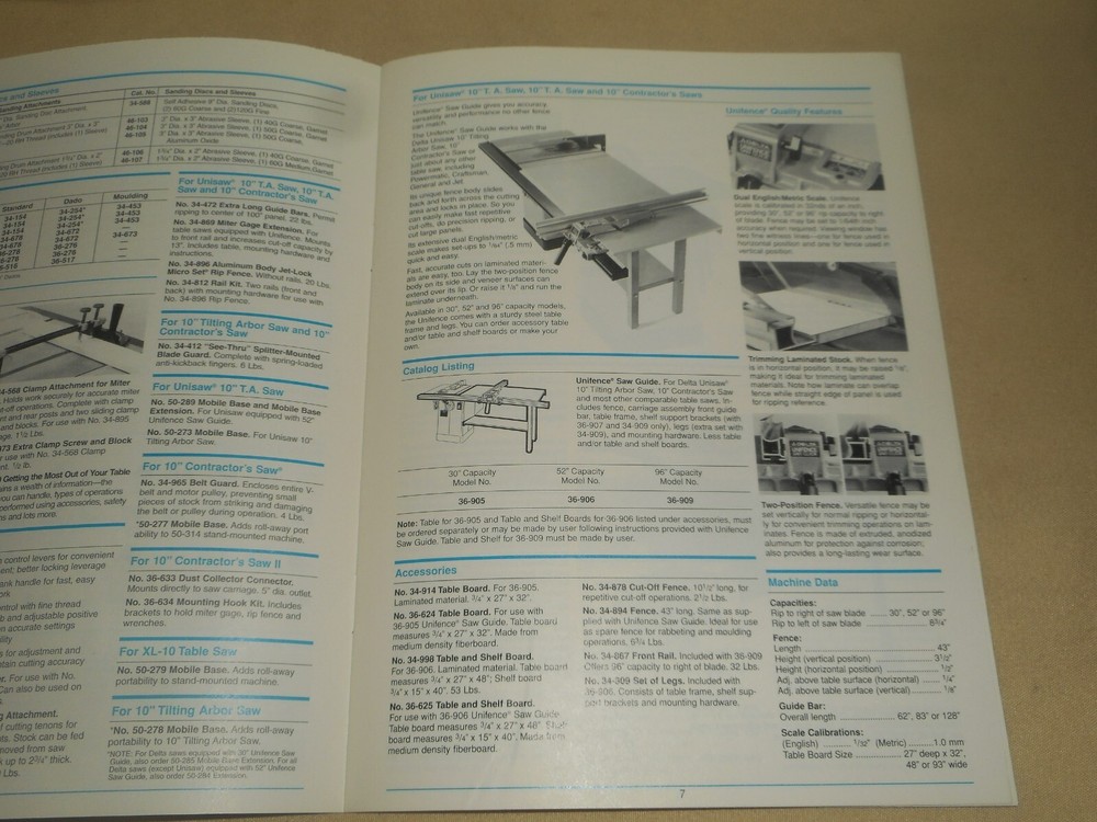 Vintage Delta Power Tools & Accessories Catalog 1995 Tool SPECIFICATIONS 30 pg