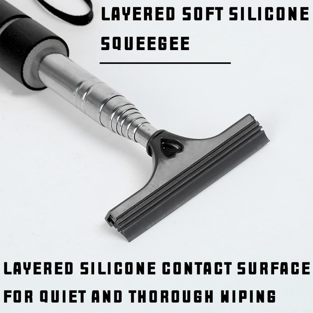 Car Side Mirror Squeegee 2 Pcs Retractable Rearview Window Cleaner Universal Bla