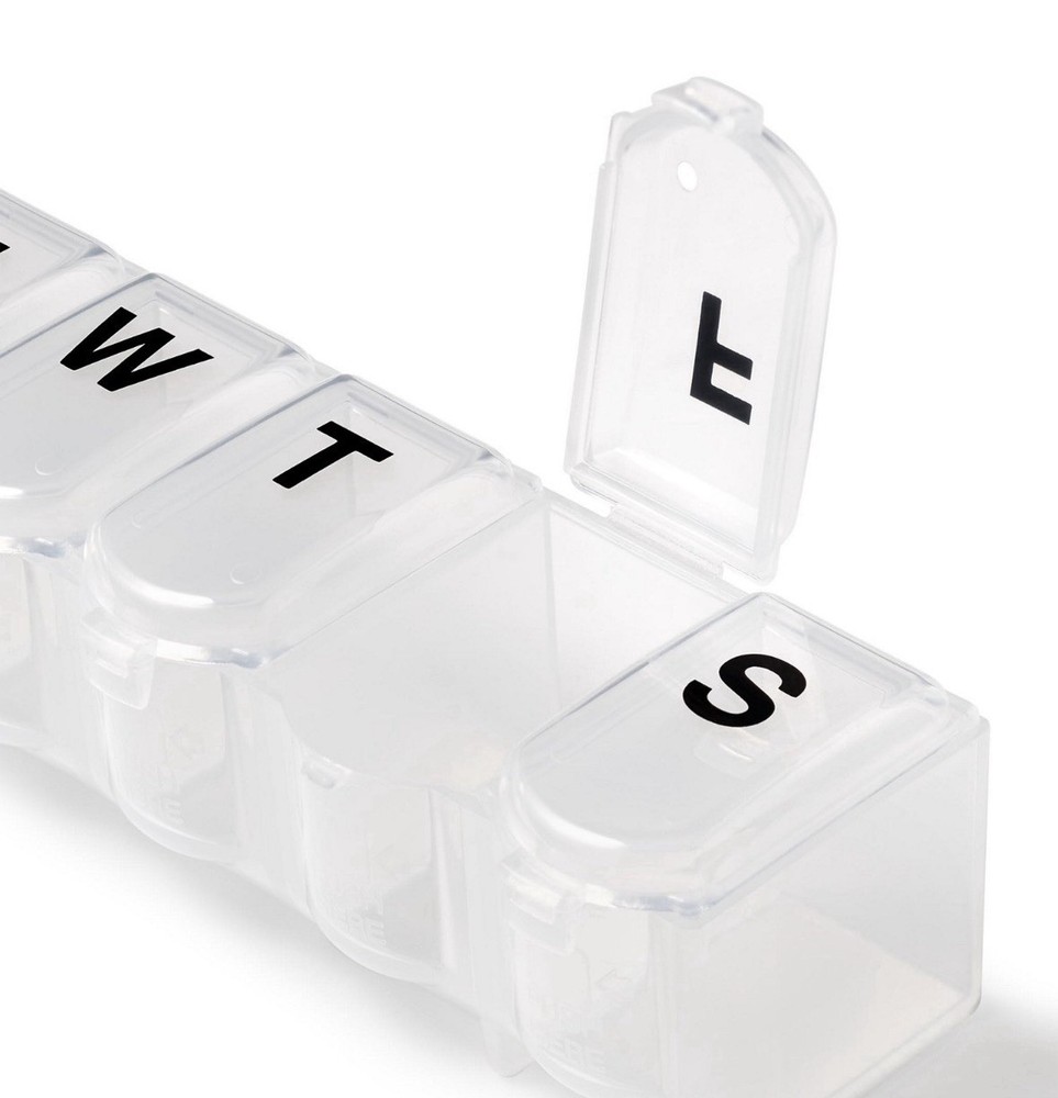 Weekly Vitamin Container Planner Case & Pill Box, Large, Push Open, Black