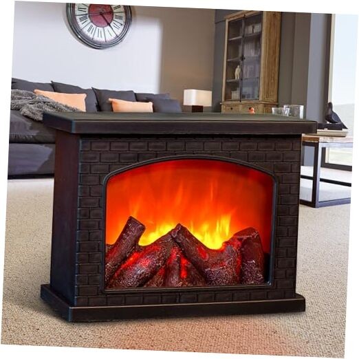 Fireplace Lanterns Decorative,Small Fake Fire Place,Flame Effect LED Fire Black