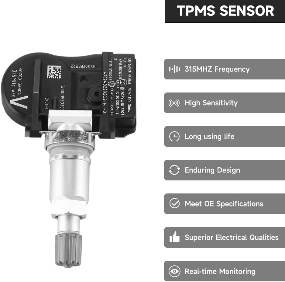 TPMS Sensor 315MHz Nissan 4 Pack 40700 3AN0A New