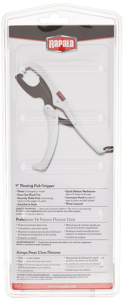 9" Floating Fish Gripper Tool Easy Catch and Release, White/Black