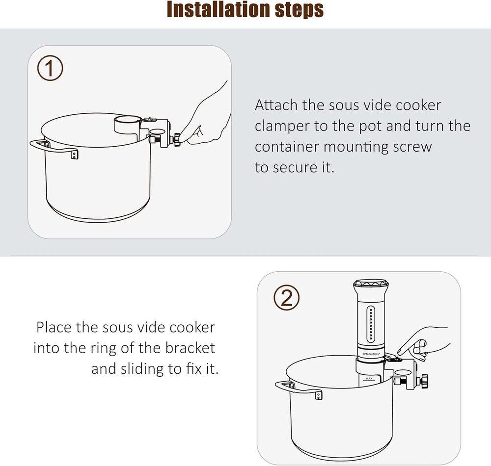 Secure Sous Vide Cooker Fixing Clamp - Adjustable & Compatible with Anova Models