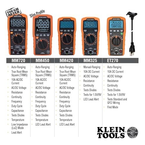 Digital Multimeter Auto Ranging TRMS 600V AC DC Voltage Current Resistance Tempe