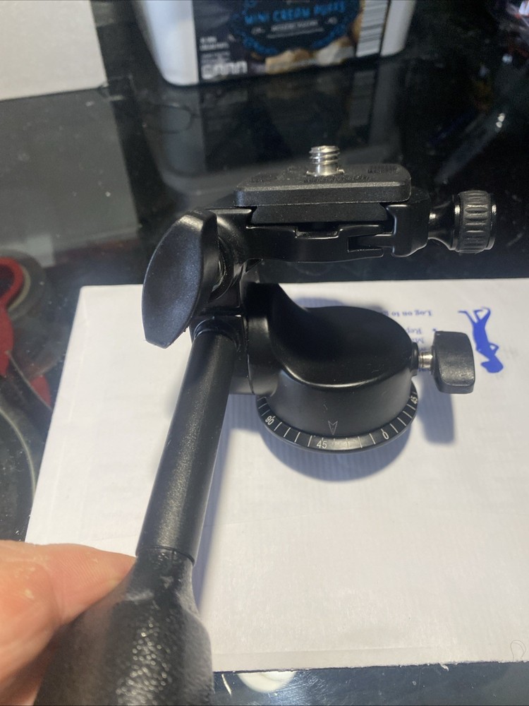 Andoer Camera Tripod Handle Head 3-Way Fluid Head with Quick Release Plate
