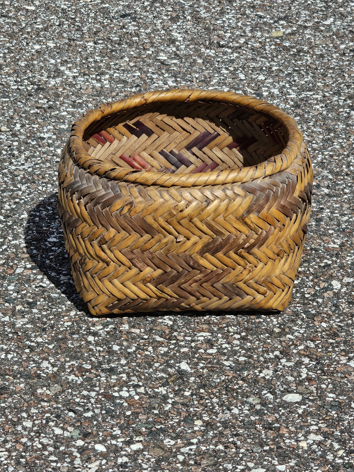 Chaoctaw basket hand woven twill river cane 8x5.5 Native American
