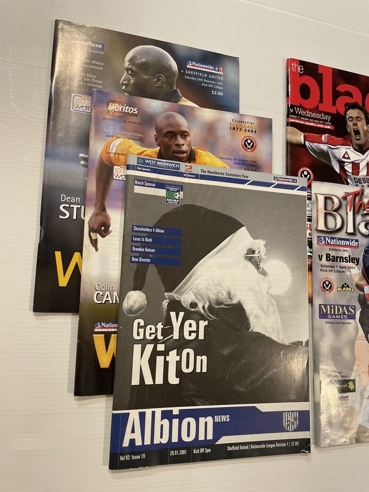 Sheffield United Wednesday Wolverhampton Bromwich 2001-03 Programmes Bundle