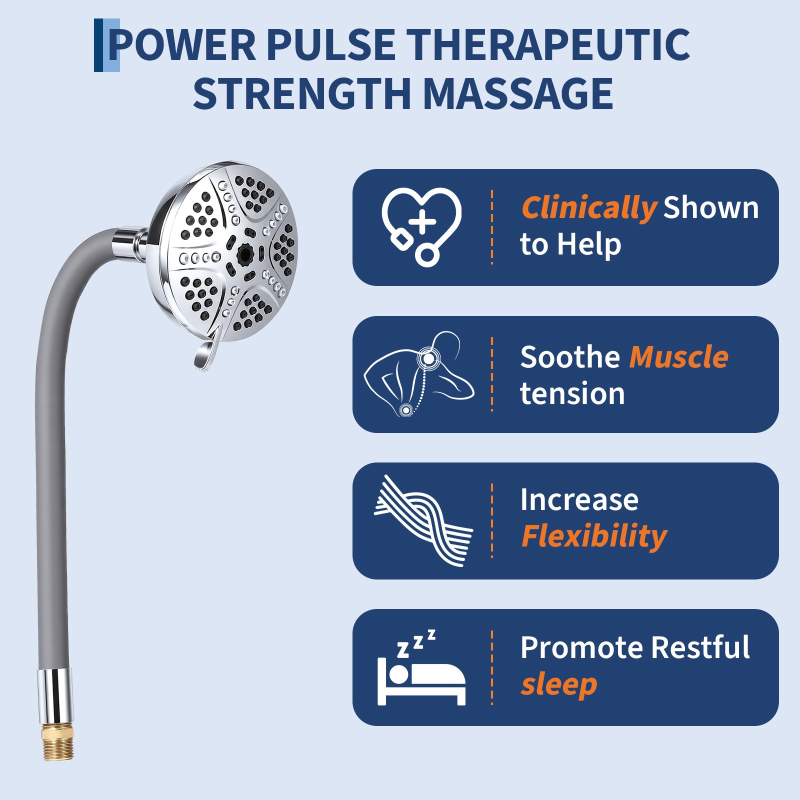 Flexible Shower Head with 18-Inch Adjustable Neck 7-Spray Modes Wall-Mounted