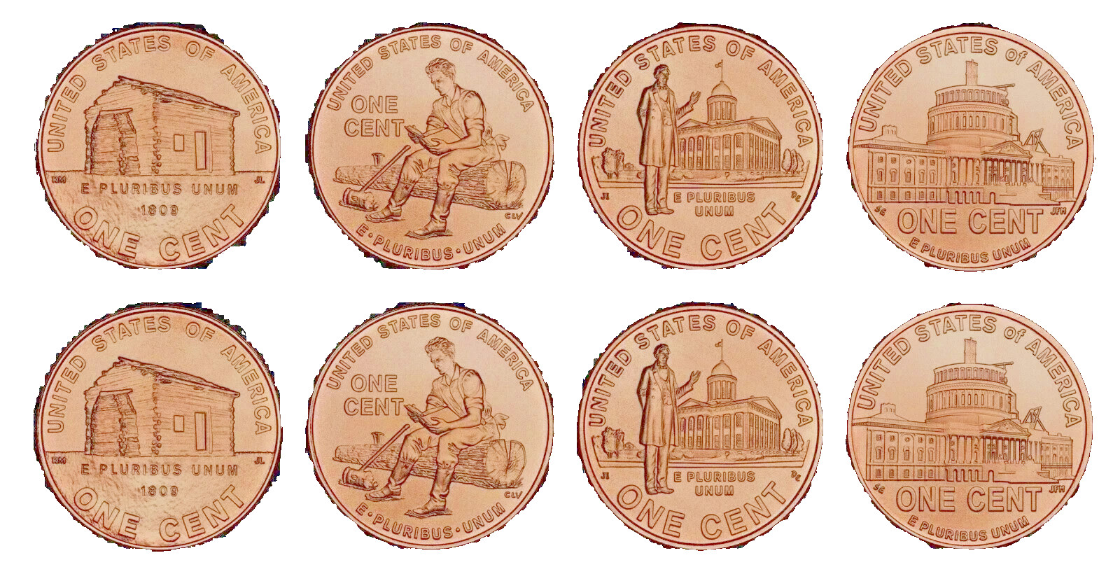 Complete Set Lincoln Bicentennial 2009 Cent Penny P & D From Mint Rolls 8 Coins