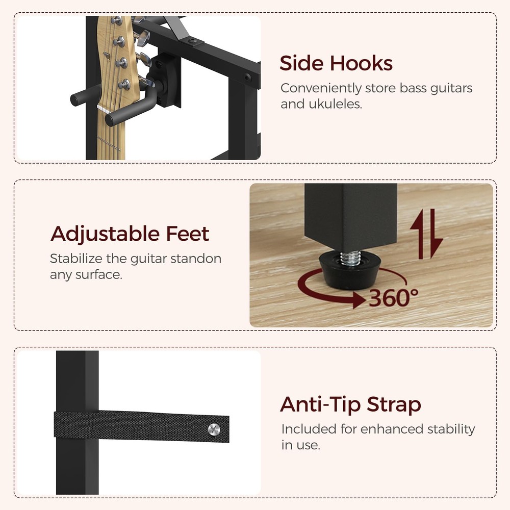 Guitar Stand, Multiple Guitar Rack Holder for Various Instruments, Multi-Inst