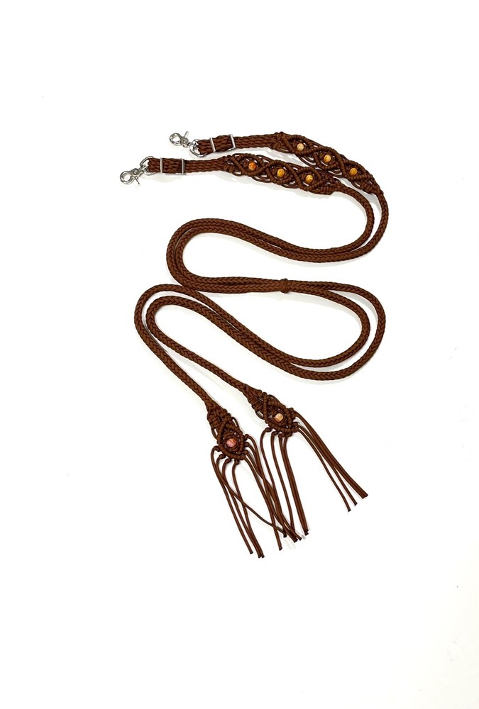 braided split reins with beading