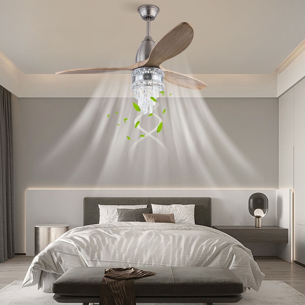 52" 3 Blades Indoor Control Remote Ceiling Fan with LED Light w/ Remote Control.
