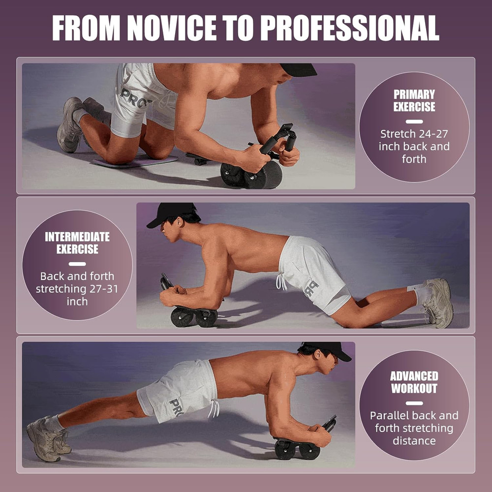 Ab Roller Wheel with Elbow Support, Automatic Rebound Abdominal Wheel,Ab Roller