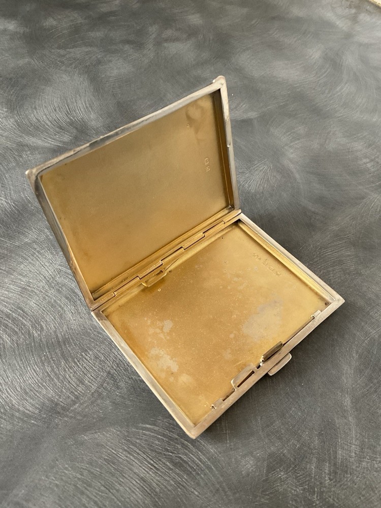 SUPERB SOLID SILVER ENAMEL CIGARETTE CASE WILLIAM SUCKLING B’HAM 1941 101g