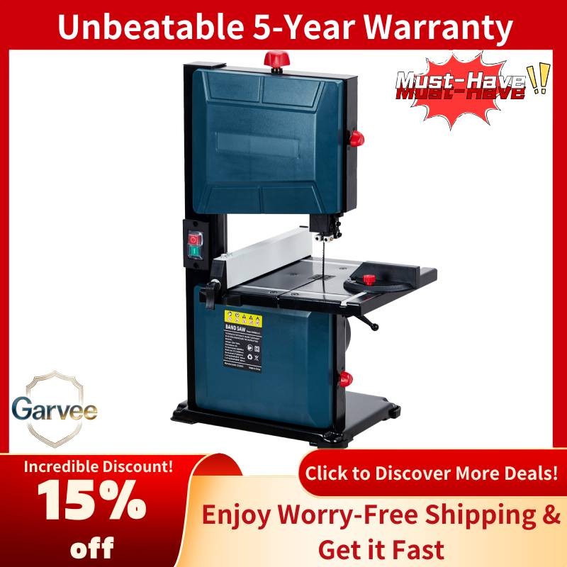 1800 FPM Benchtop Band Saw | Removable Safety Key, 0-45° Tilting Range