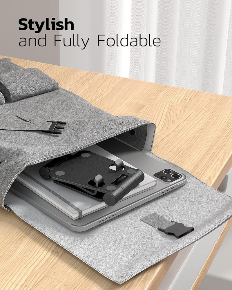Dual Folding Cell Phone Stand, Fully Adjustable Foldable Desktop Phone Holder