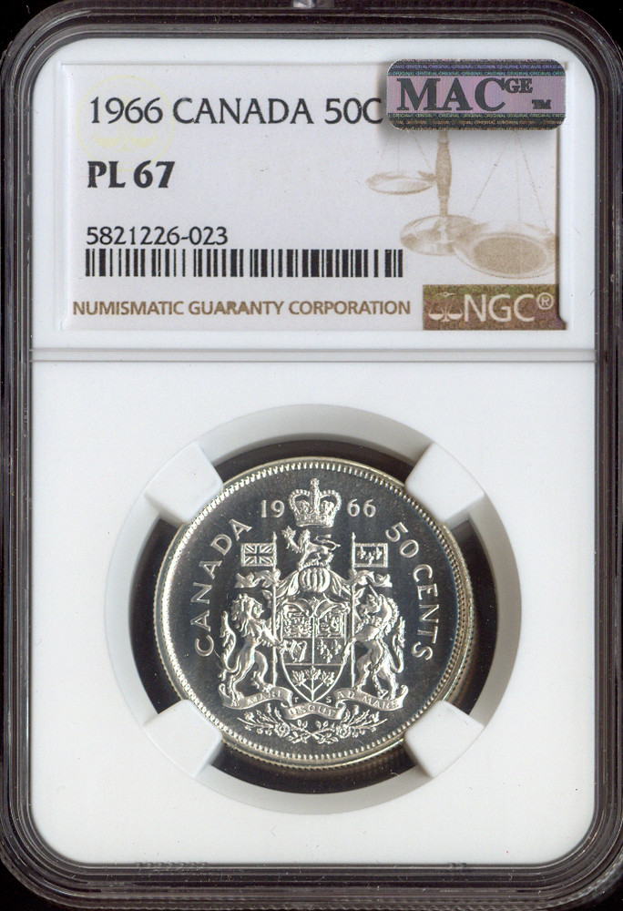1966 Canada 50 Cents 50C NGC PL67 MAC - Quality