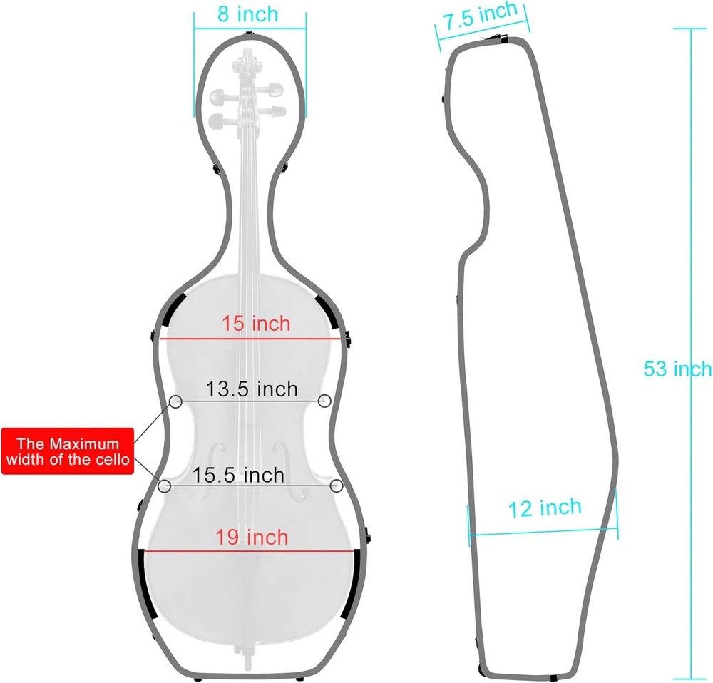 Mastery Carbon Cello Case - 8lb Light Wheels - White - CC-9015