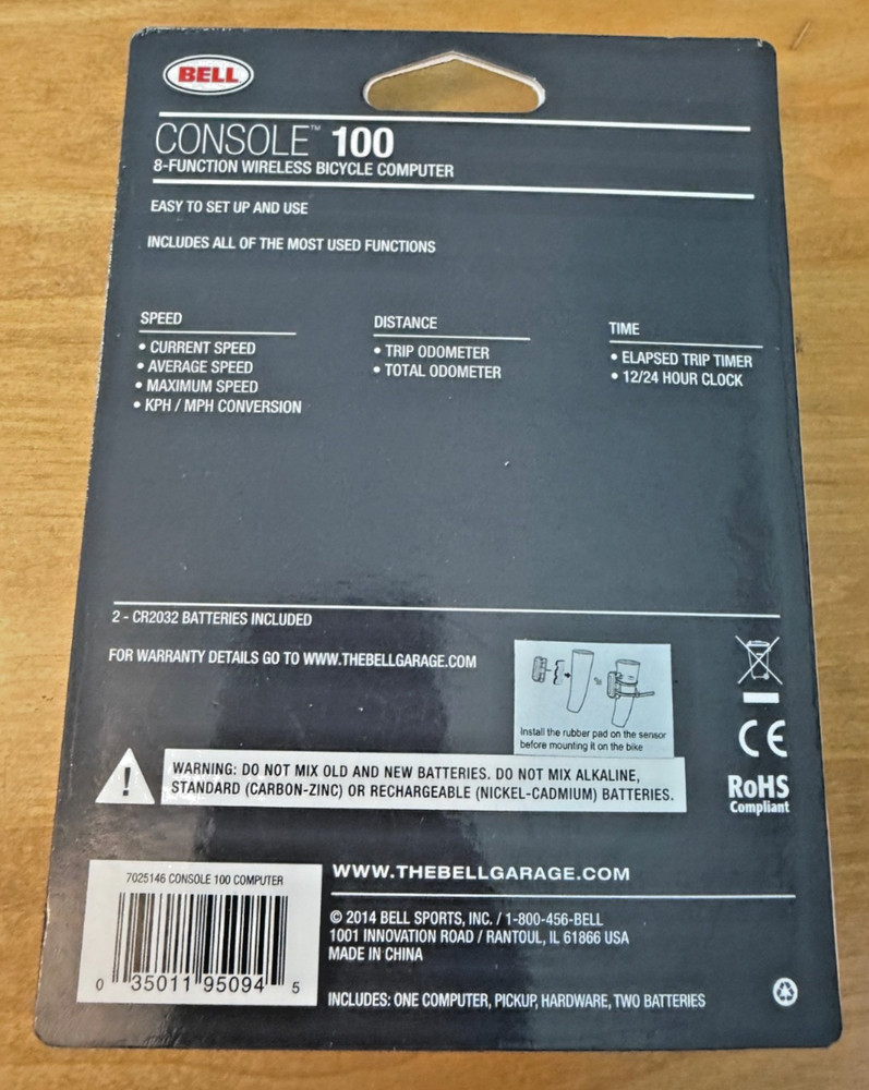 New Sealed Bell Console 100 8-function Wireless Bike Cycle Computer NEW