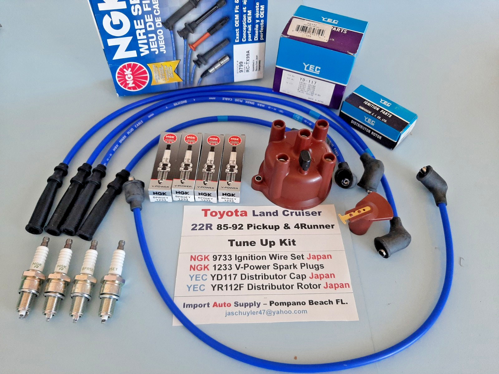 Toyota 22R RE Pickup & 4-Runner 84-92 NGK Spark Plugs & Wires - YEC Cap & Rotor