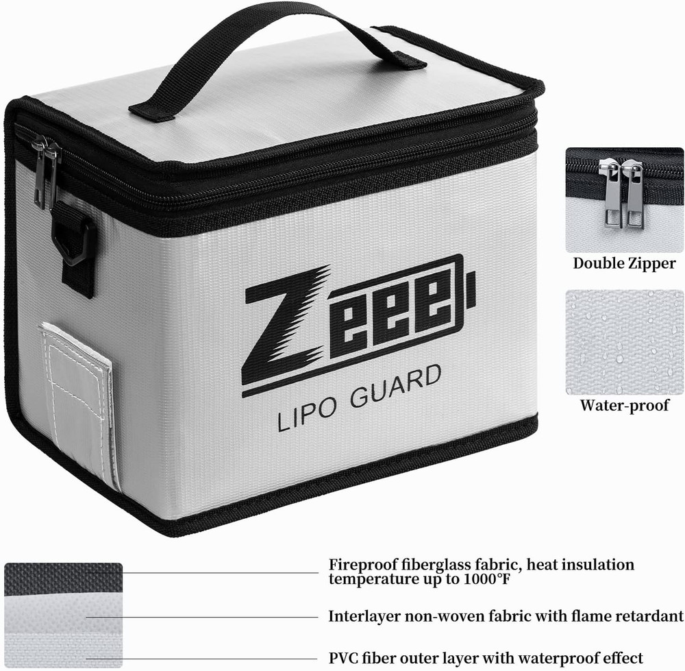 Zeee Fireproof Explosionproof Large Capacity Battery Storage Guard Pouch for Lip
