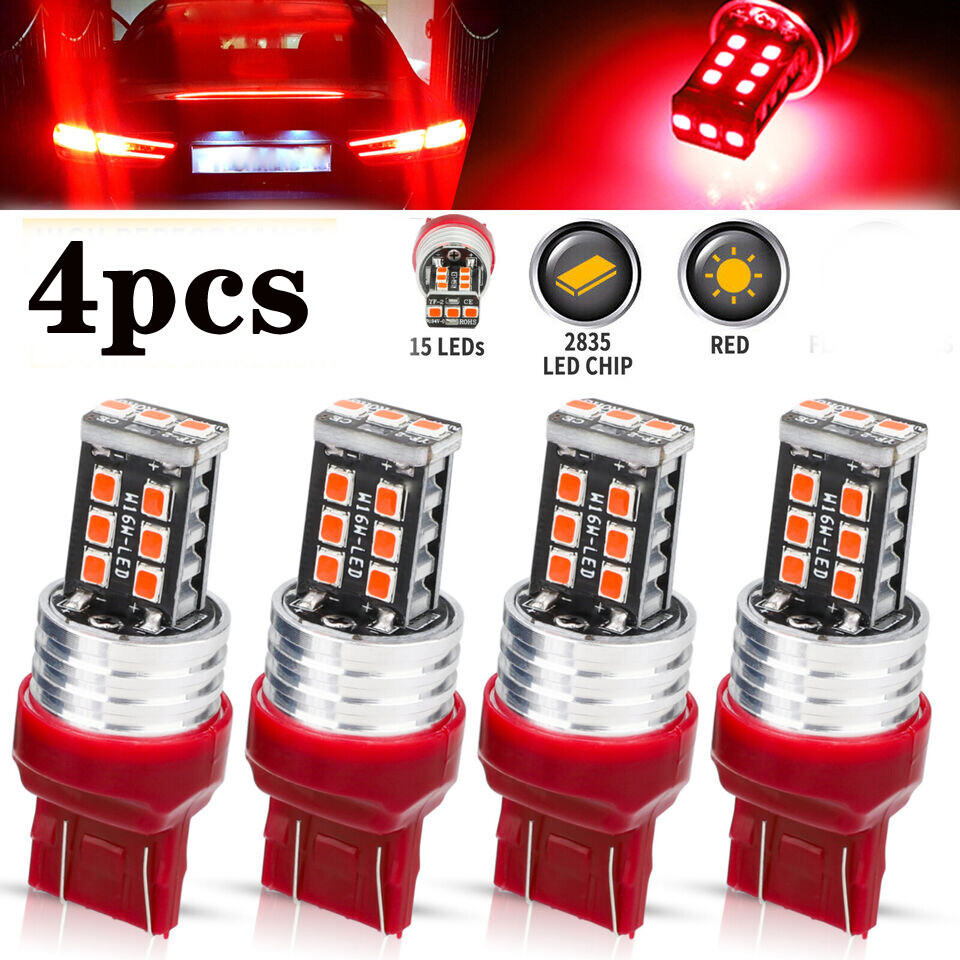 4PCS 7443 7440 LED Red Brake Stop Tail Parking Light Bulbs US