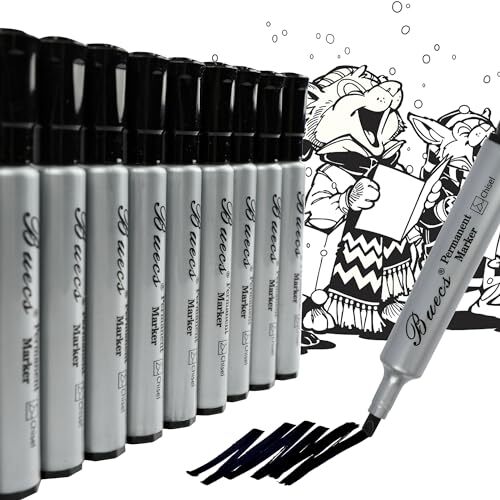 Permanent Markers, 80 Count Black Permanent Markers, Chisel tip, Waterproof
