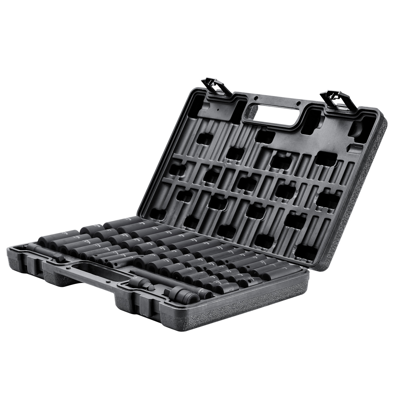 VEVOR Impact Sockets Set 48pcs 6-Point 3/8in Drive Bit Ratchet Tool Kit Case