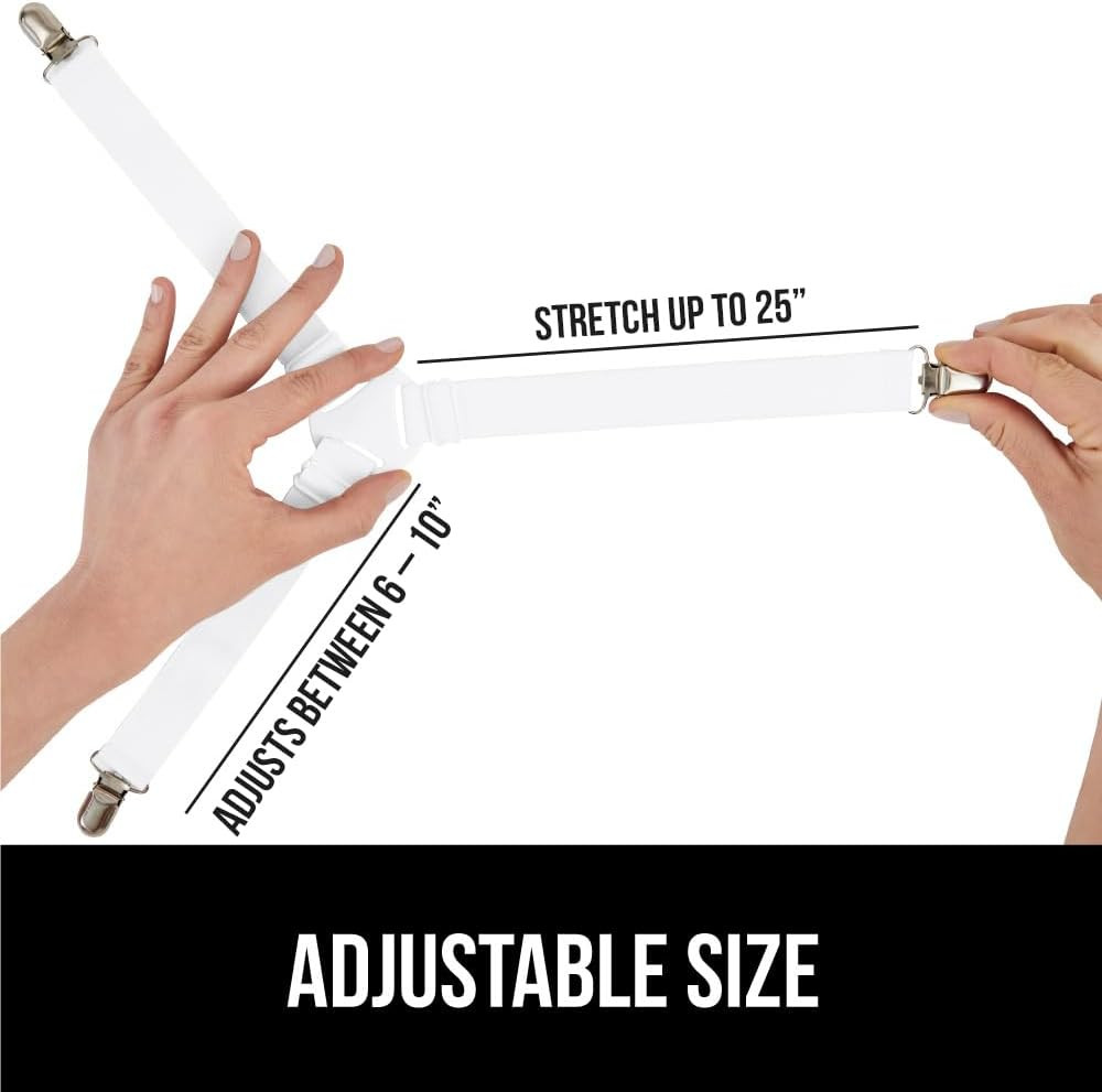 Patent Pending Bed Sheet Holders, Adjustable Elastic Fasteners with Metal Cli...