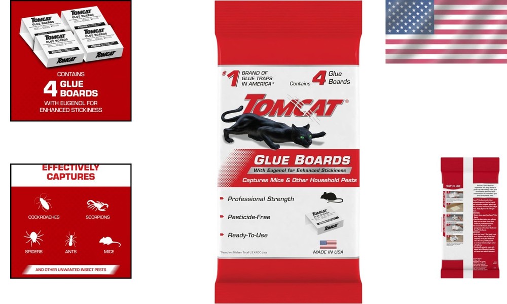 Ready-to-Use Glue Boards with Eugenol - Effective Pest Control Solution, 4 Pack