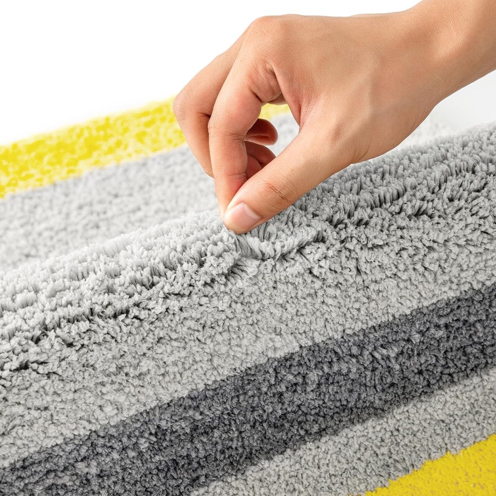MIULEE Yellow Bathroom Runner 2' x 5' (Rectangular), Yellow-grey