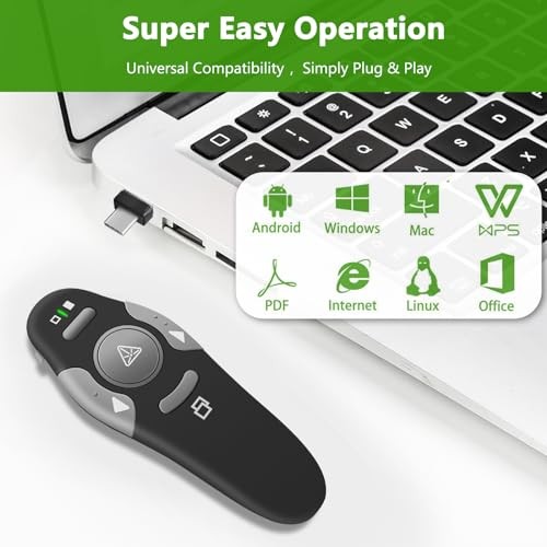 Presentation Clicker Remote, Type C&USB Wireless Presenter, PowerPoint K100B