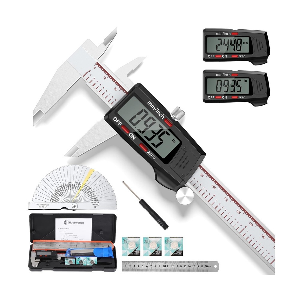 Housolution Digital Caliper 6 Inch, Caliper Measuring Tool with Large LCD Scr...